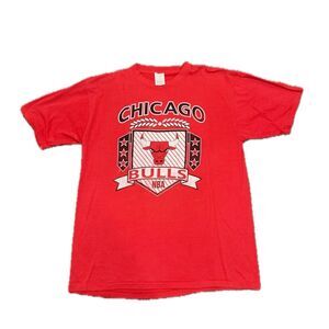 Vintage 90s Jostens Chicago Bulls Big Logo Single Stitch Red Shirt XL Jostens